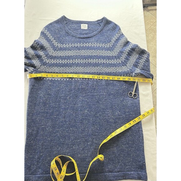 Save Khaki Mens XL Wool  Linen Blue Fair Isle Sweater - Picture 4 of 9